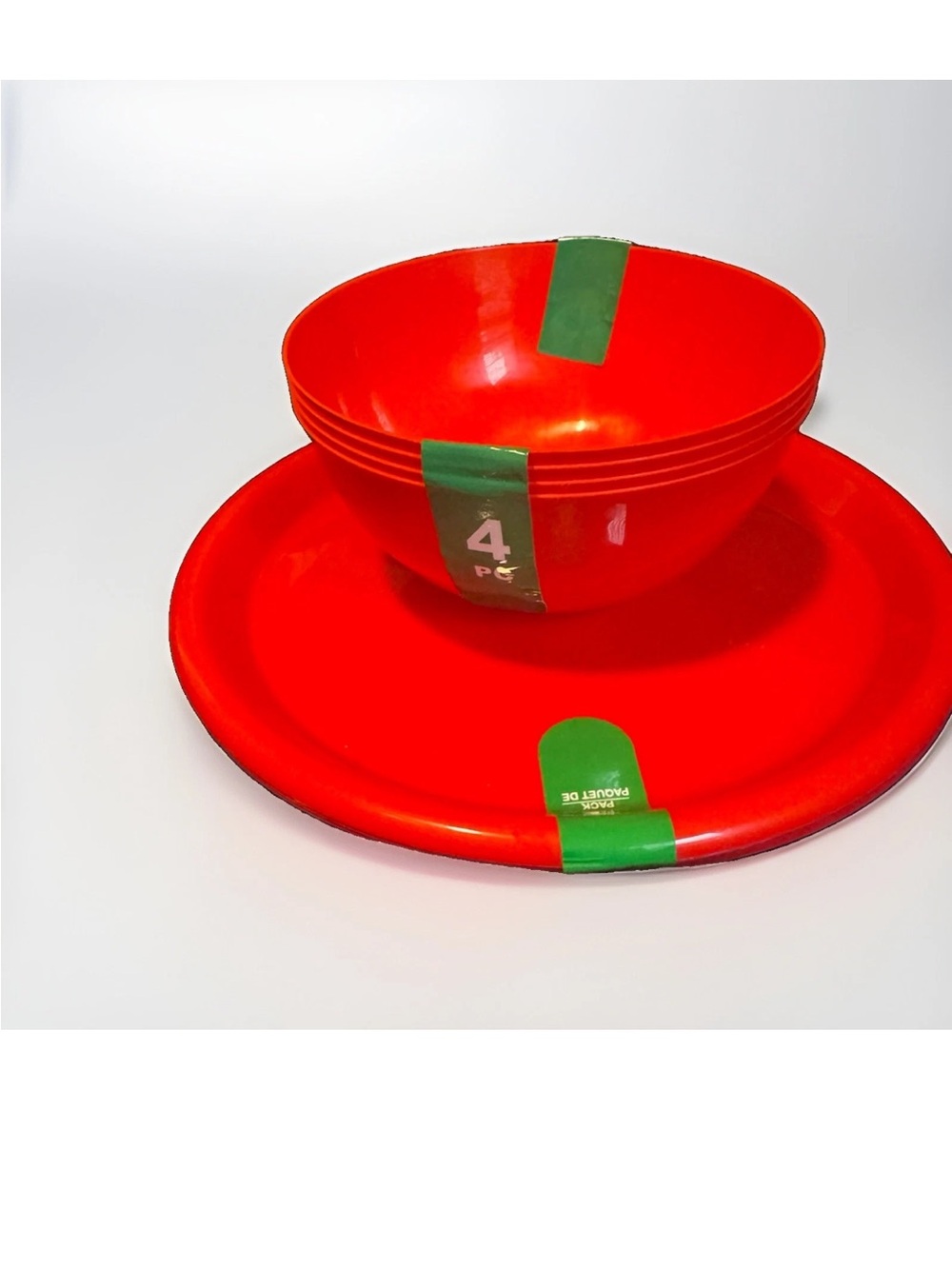 Disposable Red Party Bowl and Plate Set - 8pcs